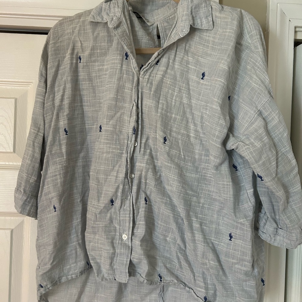 Blue cactus Button-Up Jacket